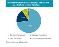 Powierzchnia handlowa w Polsce na koniec 2016 w podziale na formaty handlowe