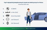 TOP 5 najczęściej ubezpieczanych marek aut elektrycznych w II kw. 2025