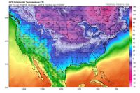 Mapa temperatur w USA na początku stycznia 2018 roku [Fahrenheit].