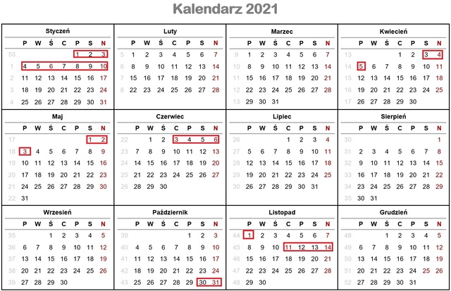 Długie weekendy - jak wygląda kalendarz 2021?