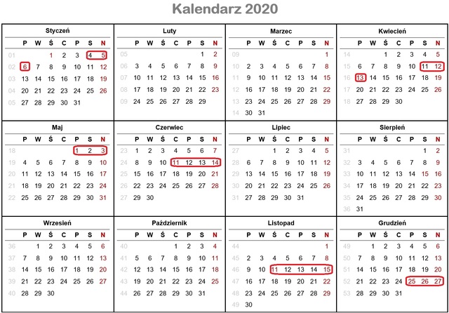 Długie weekendy - jak wygląda kalendarz 2020?