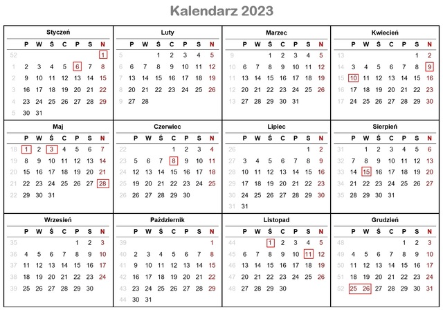 Dni wolne od pracy i kalendarz świąt 2023