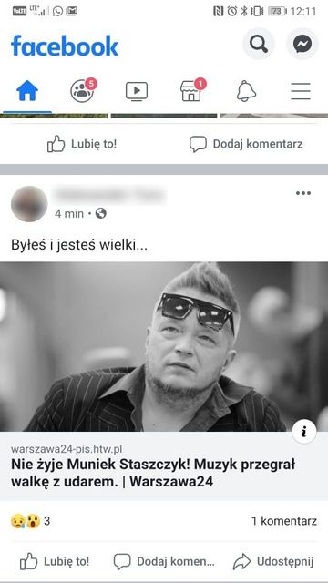 Uwaga na niebezpieczny fake news o śmierci Muńka Staszczyka!