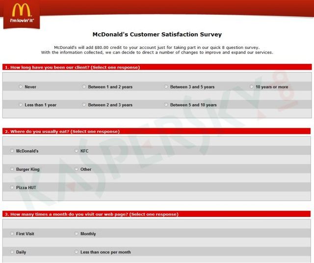Atak phishingowy na klientów McDonald's