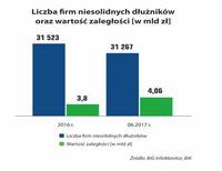 Liczba firm niesolidnych dłużników oraz wartość zaległości