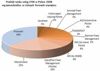 Podział rynku usług CFM w Polsce 2008 wg samochodów w różnych formach wynajmu