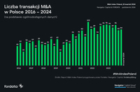 Liczba transakcji M&A w Polsce 2016-2024