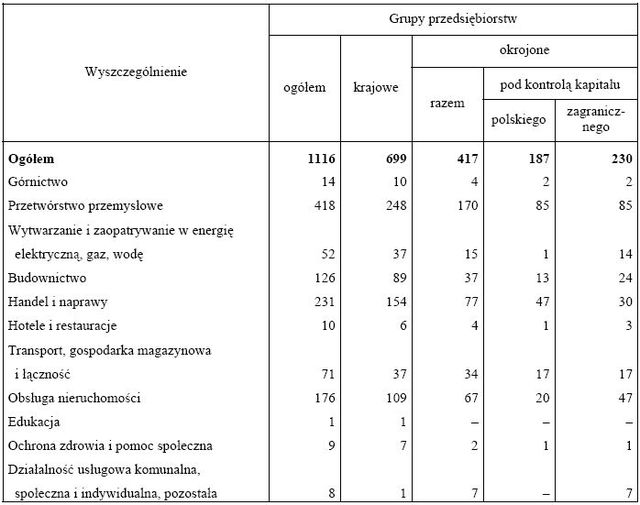 Grupy przedsiębiorstw w 2007 roku