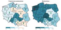 Przetwórstwo przemysłowe i budownictwo - koniunktura wg województw