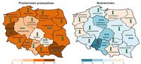 Przetwórstwo przemysłowe i budownictwo - koniunktura wg województw