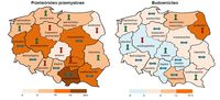 Przetwórstwo przemysłowe i budownictwo - koniunktura wg województw