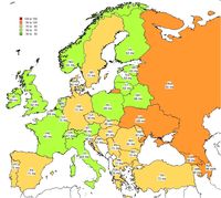 Internet mobilny w  Europie  - PING
