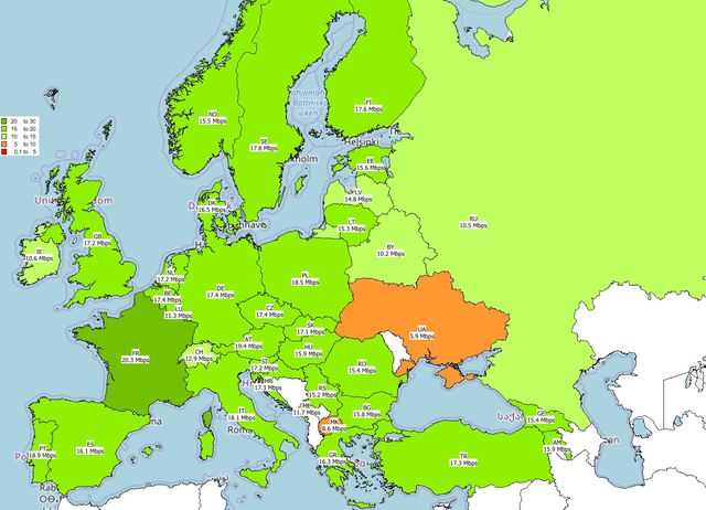 Internet mobilny w Europie IV kw. 2018