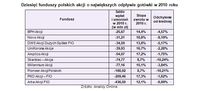 Dziesięć funduszy polskich akcji o największych odpływie gotówki w 2010 roku