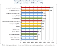 Wynagrodzenia całkowite brutto inżynierów  w wybranych branżach, 2012 r.