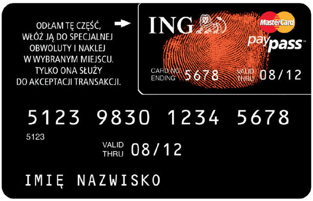 Karta zbliżeniowa ING w formie naklejki