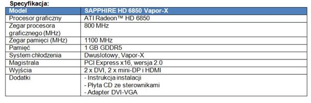 Karta graficzna SAPPHIRE HD 6850 Vapor-X