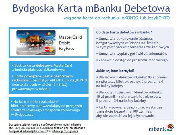 Płatnicze Karty Miejskie mBank w Bydgoszczy