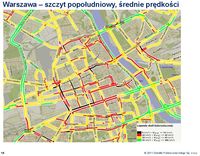 Warszawa - szczyt popołudniowy, średnie prędkości