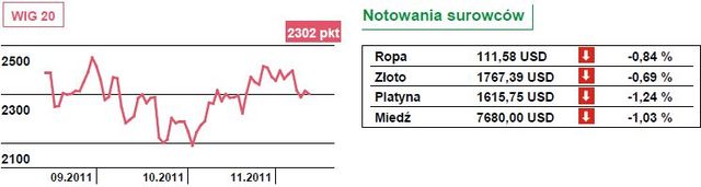 Niewielki spadek WIG20