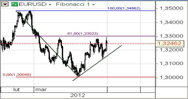 Kurs EUR/USD poniżej 1,3300