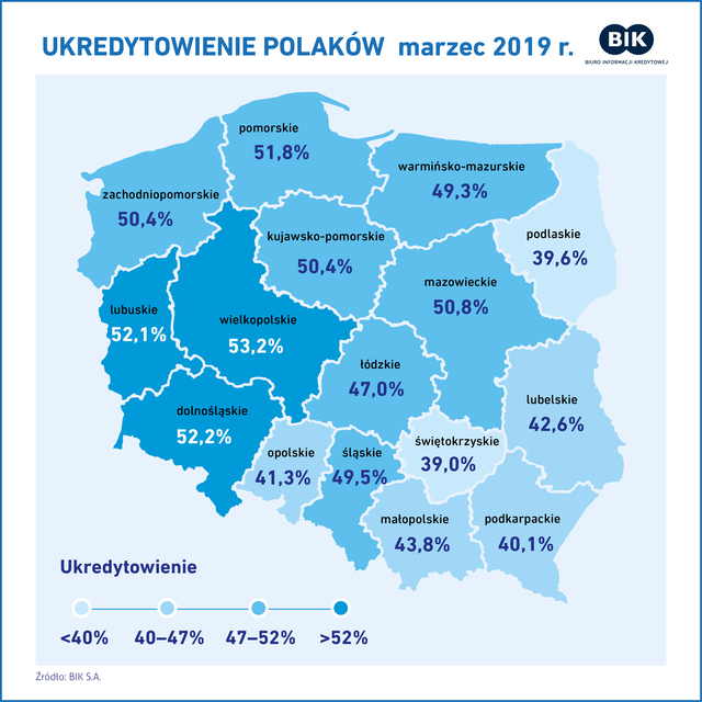 BIK prezentuje mapę aktywności kredytowej Polaków
