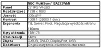 NEC MultiSync EA232WMi - specyfikacja