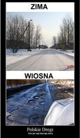 Polska droga zimą i wiosną - mem