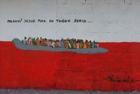 Mural poświęcony uchodźcom przed atakiem wandali