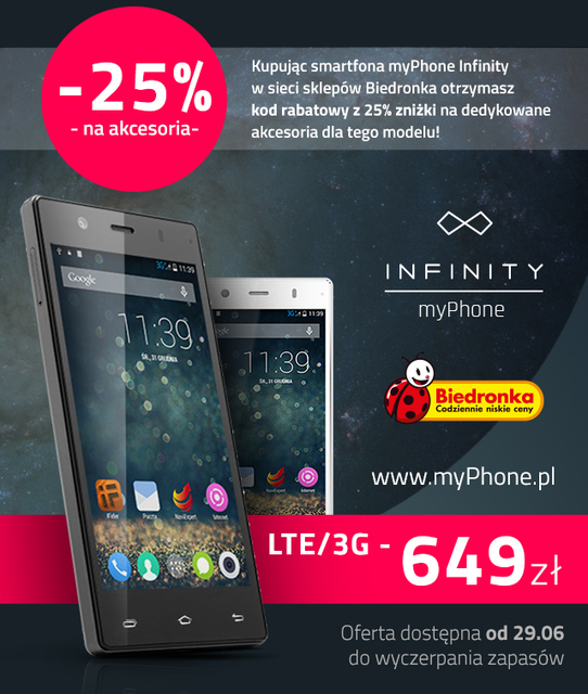 myPhone Infinity 3G/LTE w sieci sklepów Biedronka 