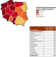 Liczba klientów podwyższonego ryzyka na 1000 mieszkańców