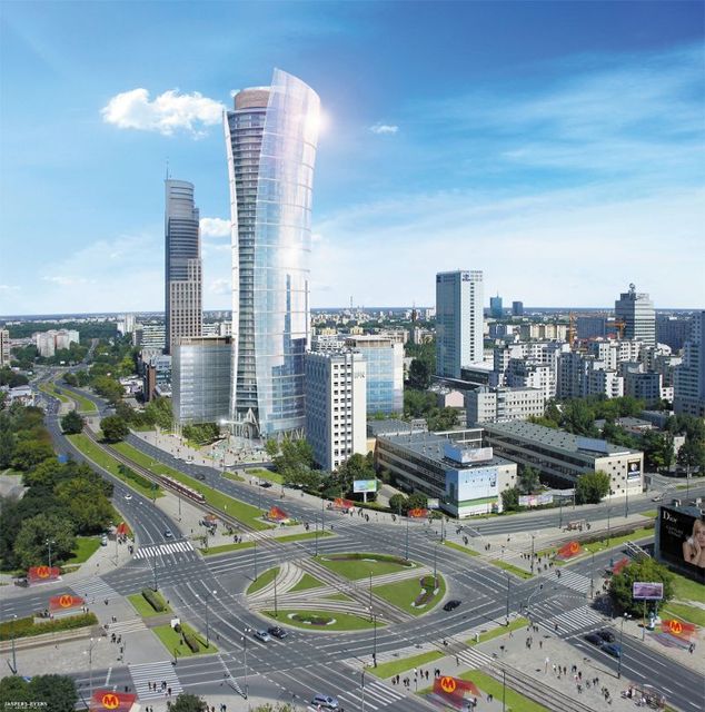 Biurowiec Warsaw Spire w budowie
