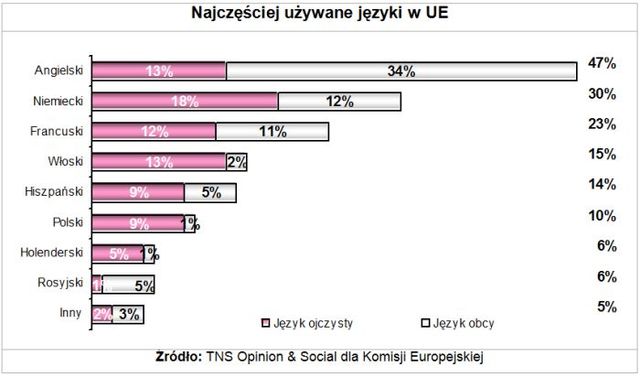 Połowa obywateli UE zna języki obce