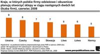 Kraje, w których polskie firmy planują otworzyć sklepy w ciągu następnych 2 lat (liczba firm), VI 20