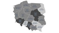 Dłużnicy telekomunikacyjni - województwa, czerwiec 2019