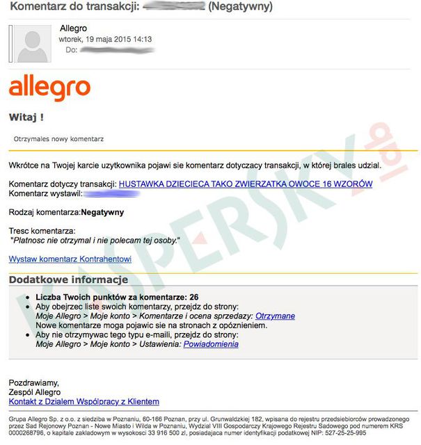 Allegro znów celem ataku phishingowego