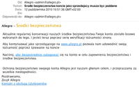 Phishingowa wiadomość e-mail skierowana przeciwko użytkownikom portalu aukcyjnego Allegro.pl