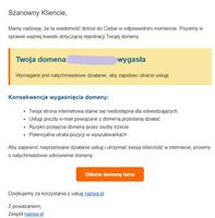 Informacja o wygaśnięciu domeny