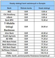 Koszty obsługi kont walutowych w Europie