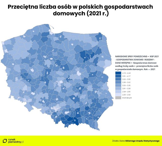 W których regionach polskie rodziny są największe?