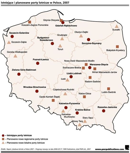 Istniejące I Planowane Porty Lotniczne W Polsce, 2007