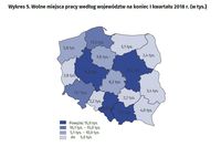 Wolne miejsca pracy według województw na koniec I kwartału 2018 r. (w tys.)