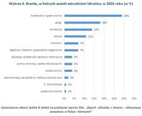 Wykres 3. Branże, w których zostali zatrudnieni Ukraińcy w 2022 roku 