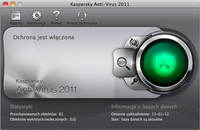 Okno główne programu Kaspersky Anti-Virus 2011 for Mac