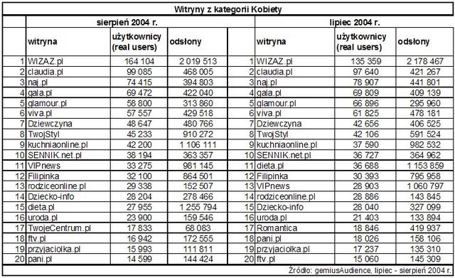 Statystyki polskiego Internetu - VIII 2004