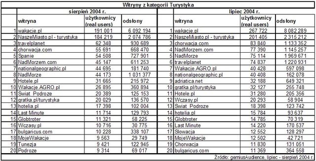 Statystyki polskiego Internetu - VIII 2004