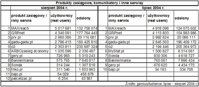 Statystyki polskiego Internetu - VIII 2004