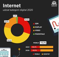 Udział poszczególnych kategorii reklamy w wydatkach na reklamę digital w 2020