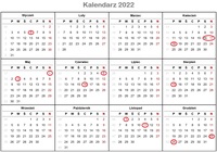 Kalendarz świąt 2022