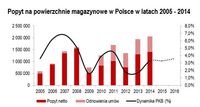 Popyt na powierzchnie magazynowe w Polsce w latach 2005 - 2014